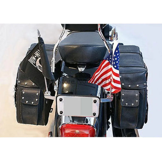 Customized Chrome Double Flagpoles License Plate Holder – Universal Fit for Most Motorcycles