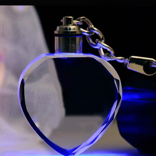 Free Customized Crystal Pendant with LED Light – 2D Engraved Glass Souvenir for Car Interior Accessories