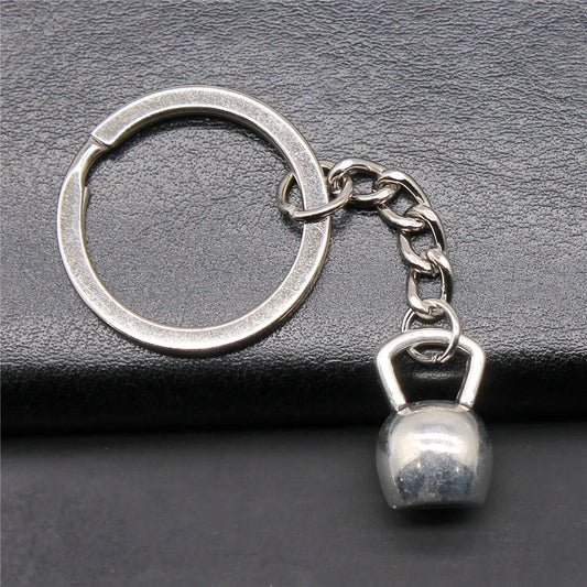 DIY Kettlebell Metal Keychain Holder – Antique Silver Color Pendant Souvenir Gift
