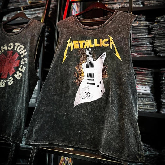 Vintage Washed American Rock Band Tank Top – Men’s Sleeveless Cotton Gym & Streetwear Vest (Summer 2025)