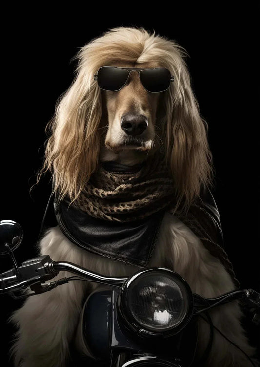 Funny Dog & Cat Riding a Motorcycle Poster – Nordic Style Canvas Wall Art for Living Room Decor (Unframed)