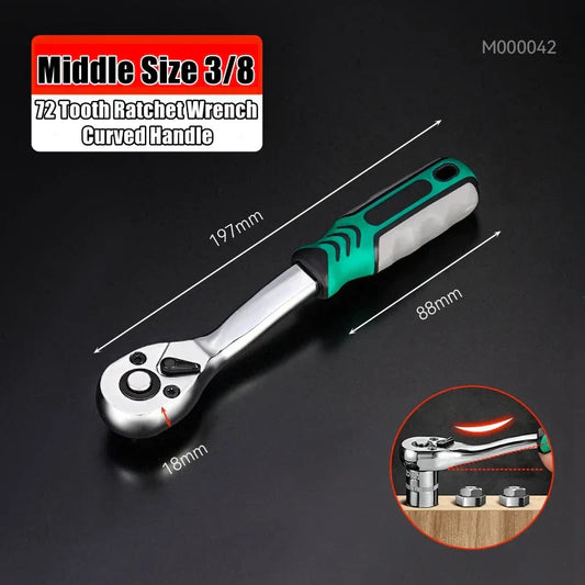 Quick Ratchet Wrench Set – 24/72 Tooth Two-Way Socket Repair Tool (1/4", 3/8", 1/2")