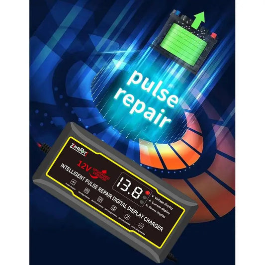 Smart 12V Motorbike Battery Charger &amp; Maintainer – Pulse Repair with Digital Display