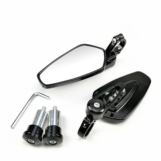 7/8" (22mm) Universal Motorcycle Rearview Mirrors – Aluminum Bar End Handlebar Side Mirrors