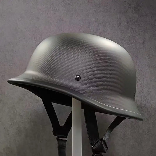 Forged Carbon Fiber German-Style Motorcycle Helmet – Vintage Cruise Half Helmet for Men