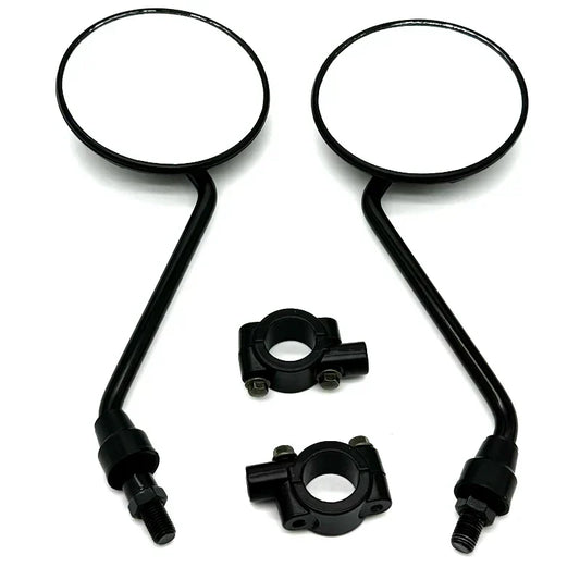 1 Pair Universal Rounded Side Rearview Mirrors – Motorcycle &amp; Scooter with Mount Clamp (10mm &amp; 8mm)