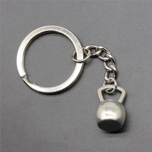 DIY Kettlebell Metal Keychain Holder – Antique Silver Color Pendant Souvenir Gift